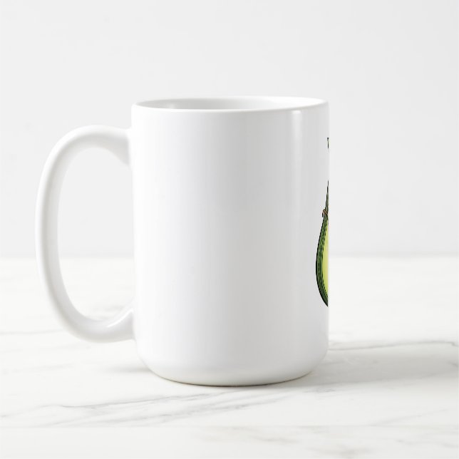 Cute Kawaii Winking Avocado with Glasses Coffee Mug (Left)