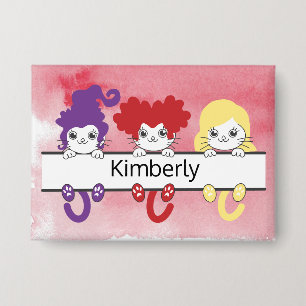 Cute Kawaii Witch Sisters Cats Name Monogram