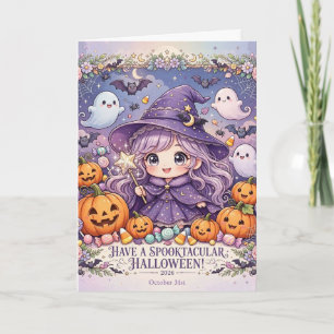 Cute Kawaii Witch Spooky Season 2026 Halloween Gre Card