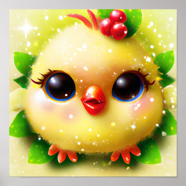 Cute Kawaii Yellow Baby Chick Poster (Front)