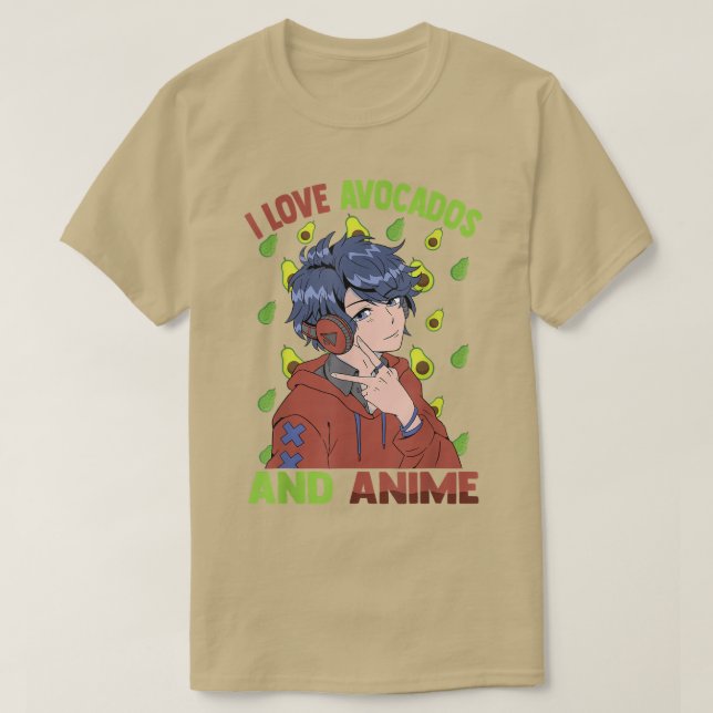 Cute KawaiiI Love Avocados And AnimeOtaku Guy  T-Shirt (Design Front)