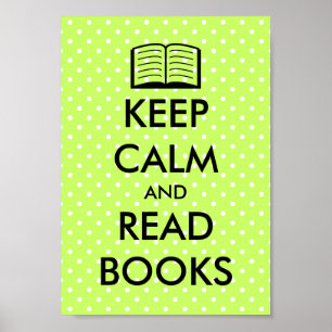 Cute Keep calm and read books poster print