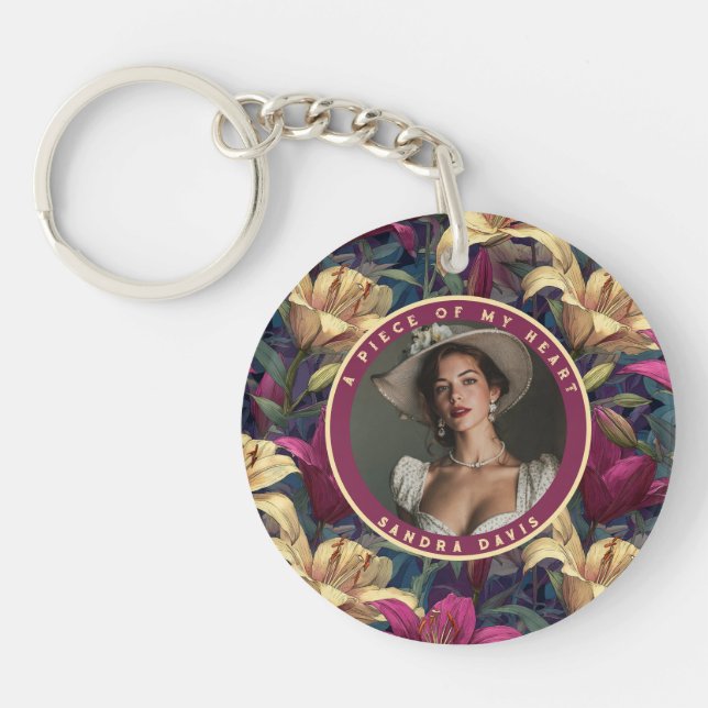 Cute keepsake Custom Lilies Key Ring (Front)