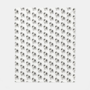 Cute Keeshond Cartoon Dog Pattern Keesie Lover's Fleece Blanket