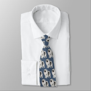 Cute Keeshond Cartoon Dog Pattern Keesies Tie