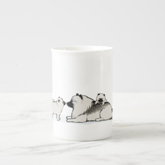 Cute Keeshond Family with Blue Sock | Keesie Dogs Bone China Mug