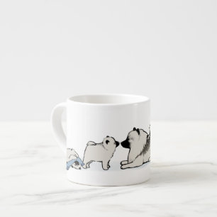 Cute Keeshond Family with Blue Sock Keesie Dogs Espresso Cup