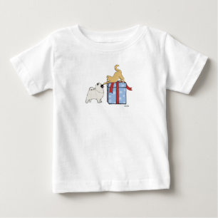 Cute Keeshond Puppy and Kitten Christmas Baby T-Shirt
