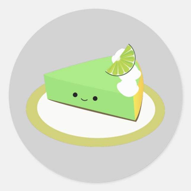 Cute Key Lime Pie Classic Round Sticker (Front)