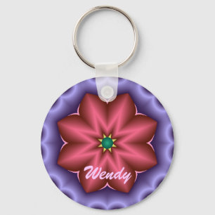 Cute keychain with Fantasy flower and Name