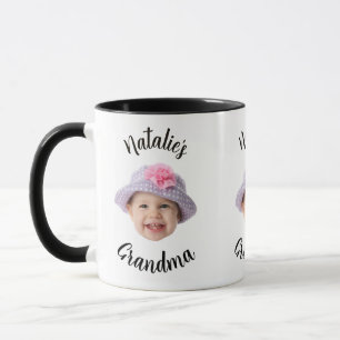 Cute Kid Baby Face Photo Child Name Grandma Mug