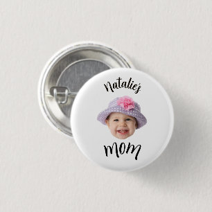 Cute Kid Baby Face Photo Child Name Mum 3 Cm Round Badge