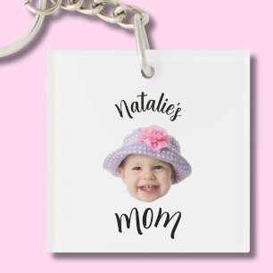 Cute Kid Baby Face Photo Child Name Mum Key Ring