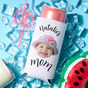 Cute Kid Baby Face Photo Child Name Mum Seltzer Can Cooler