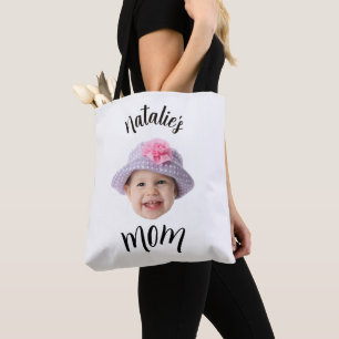 Cute Kid Baby Face Photo Child Name Mum Tote Bag