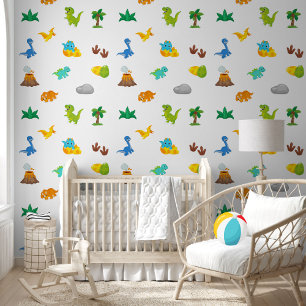 Cute Kid Colours Watercolor Dinosaurs Pattern Wallpaper