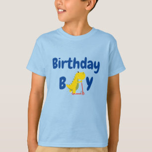 Cute kid dinosaur scooter truck Birthday Party T-Shirt