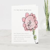 Cute Kid Drawn Pink Flower Botanical Mother's Day