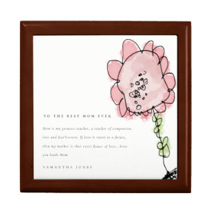 Cute Kid Drawn Pink Flower Botanical Mother's Day Gift Box