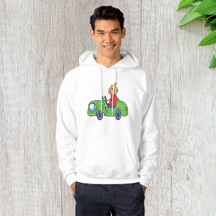 Cute Kid Driving Green Car Childrens Illustration Hoodie