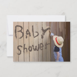 Cute Kid Fun Gender Reveal Sunhat Boy Painting Invitation