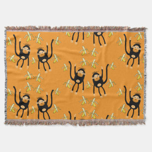 Cute Kid Monkey Throw Blanket