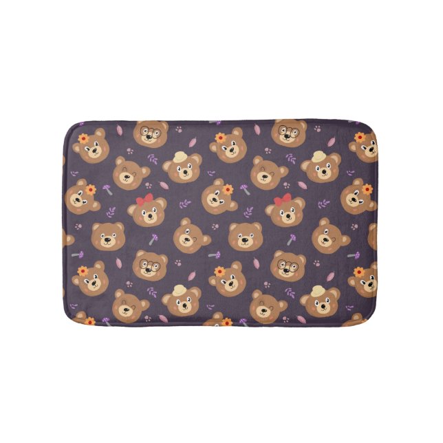 Cute Kid Teddy Bear Cartoon Brown Bear Bath Mat (Front)