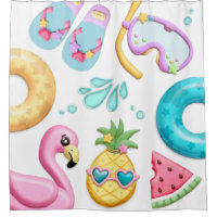 Cute Kid Tropical Beach Theme Shower Curtain