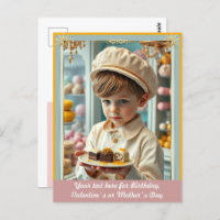 Cute kid with various handmade sweets custom