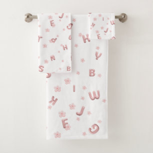 Cute kids ABC Alphabet flower Children school Bath Towel Set