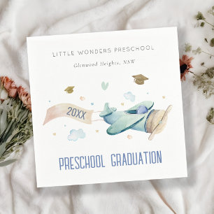 Cute Kids Aeroplane Sky Stars Preschool Graduation Napkin