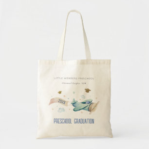 Cute Kids Aeroplane Sky Stars Preschool Graduation Tote Bag
