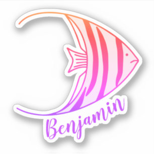 Cute Kids Angel Fish Sticker Name Sticker