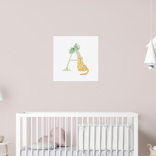 Cute Kids Animal Lettering Tiger Monogram Nursery Poster