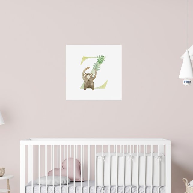 Cute Kids Animal MONKEY Monogram Z Nursery Poster (Nursery 2)
