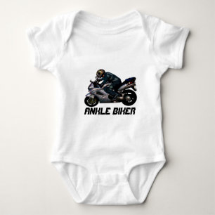 Cute Kid's Ankle Biker Motorbiker design Baby Bodysuit