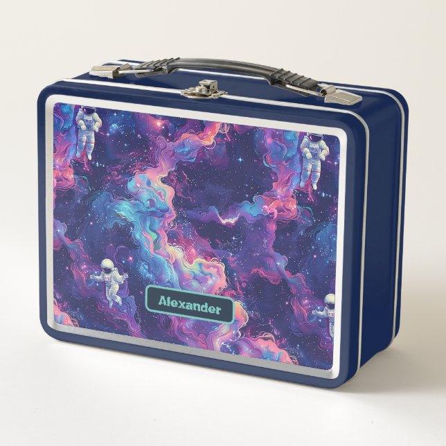 Cute Kids Astronaut Custom Metal Lunch Box (Front)