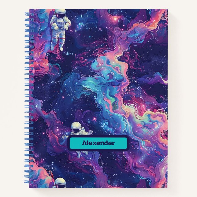 Cute Kids Astronaut Custom Notebook (Front)