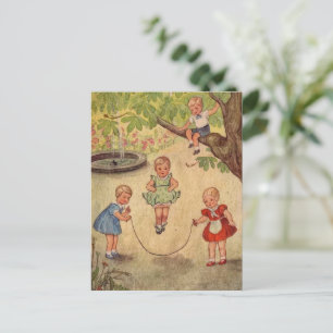 Cute kids at play Faux Wrapped Canvas Print Postcard