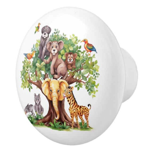 cute kids baby unisex jungle animals  ceramic knob (Right)
