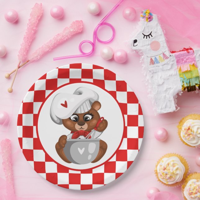 cute kids baking party  paper plate (Party)