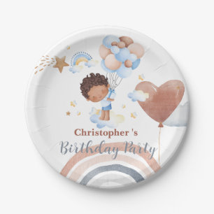 Cute kids Balloon African american boys Birthday Paper Plate