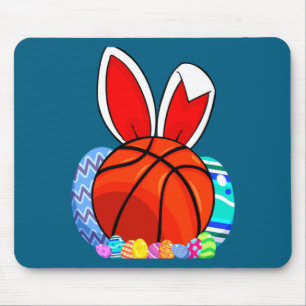 Cute kids basketball easter egg bunny t shirt  mouse pad