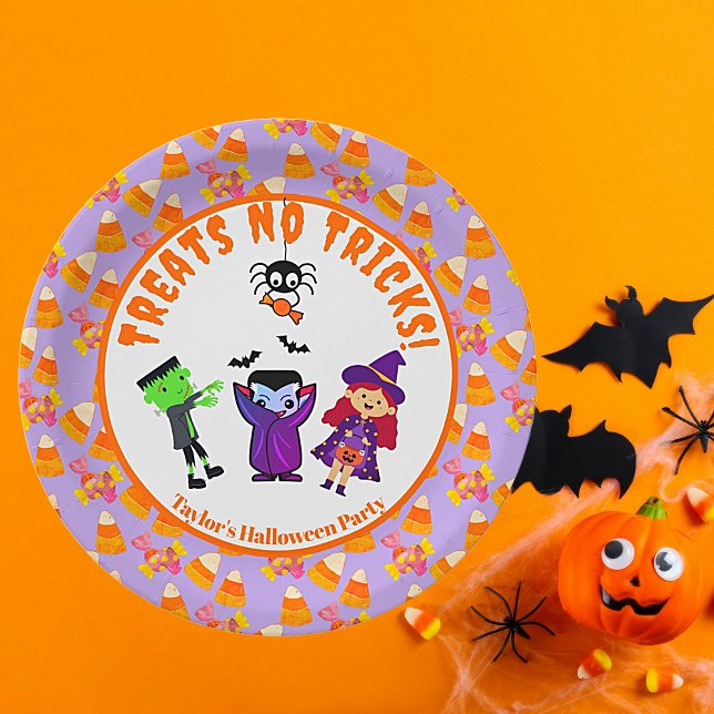 Cute Kids Birthday Halloween Party Paper Plate (Cute Kids Birthday Halloween Party. Easy to personalize.)