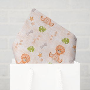 Cute Kids Birthday Orange Dinosaur Tissue Paper