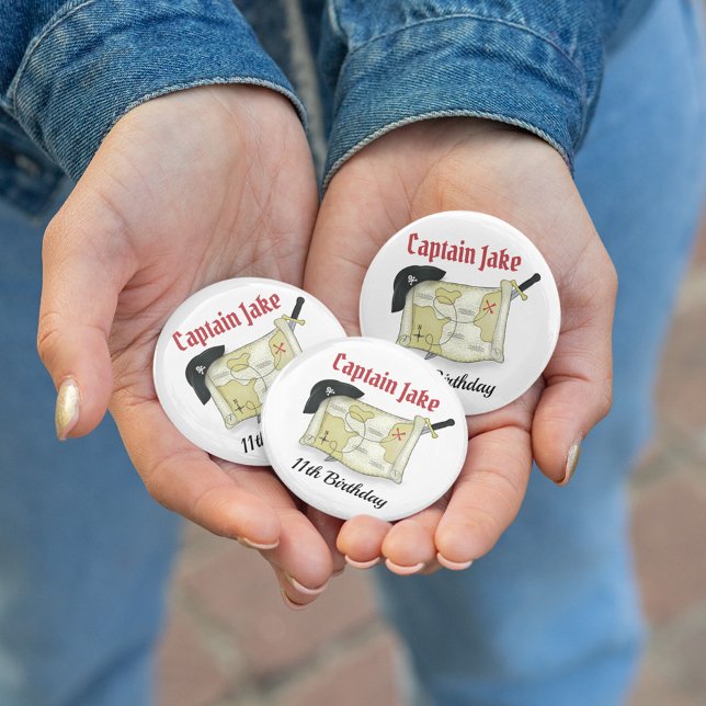 Cute Kids Birthday Party Pirate Favour Custom 7.5 Cm Round Badge (Pirate themed birthday party custom buttons.)