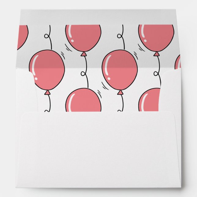 Cute Kid's Birthday Pink Balloon Envelope (Back (Bottom))