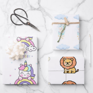 Cute Kids Birthday Wrapping Paper Collection