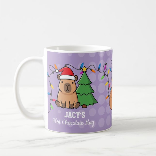 Cute Kids Capybara Christmas Coffee Mug (Left)