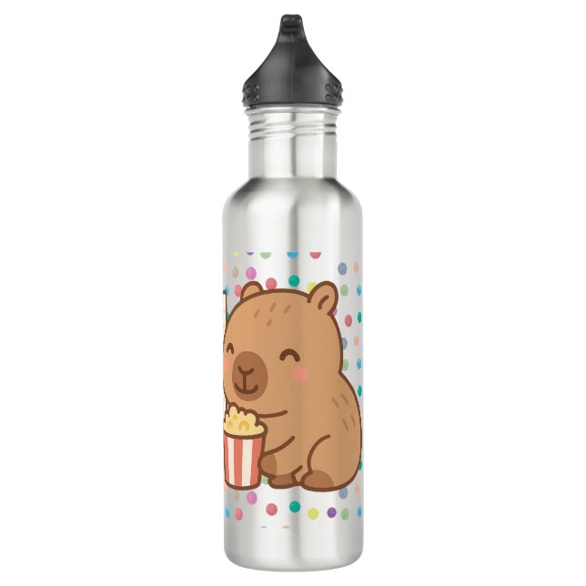 Cute Kids Capybara Popcorn Snack Time 710 Ml Water Bottle (Right)